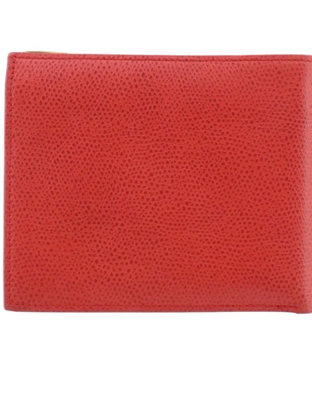 MCM Red Pebbled Leather Bifold Wallet with Gold Corner Accents - Picture 2 of 5